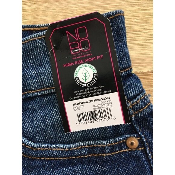 NOBO No Boundaries High Rise Mom Fit Destructed Denim Shorts Juniors' Size 1 NEW - Picture 3 of 3